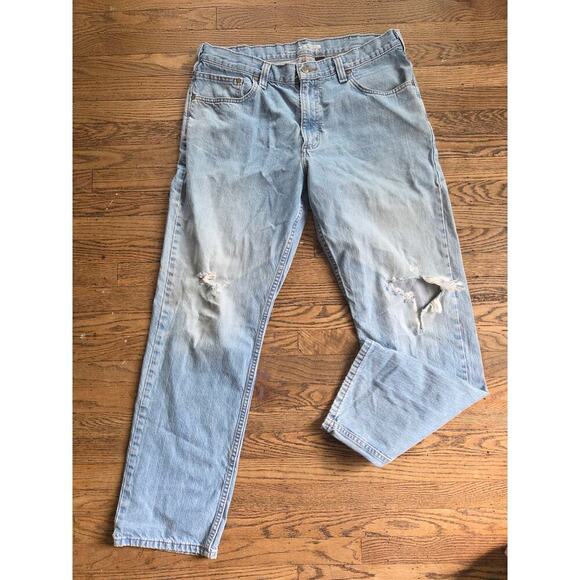Carhartt Relaxed Fit Jeans Mens Size 36W 32L Lightwash destressed 100% cotton‎ - Picture 1 of 5